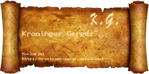 Kroninger Gergő névjegykártya